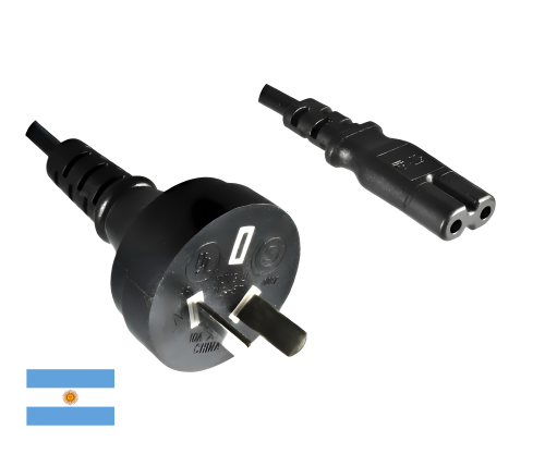 DINIC Netzkabel Argentinien Typ I auf C7, 0,75mm², ARG 2pin, schwarz, 1,8m