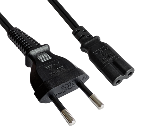 DINIC Netzkabel, Stromkabel für Brasilien Typ C auf C7 2pin, 0,75mm², schwarz, 1,8m
