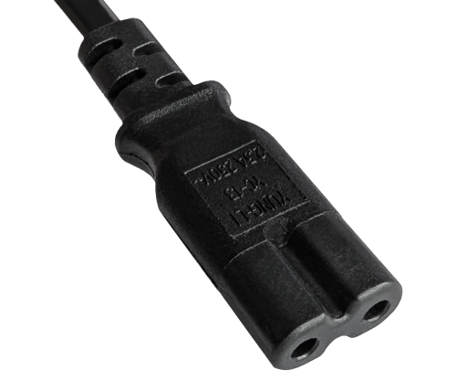 DINIC Netzkabel, Stromkabel für Brasilien Typ C auf C7 2pin, 0,75mm², schwarz, 1,8m