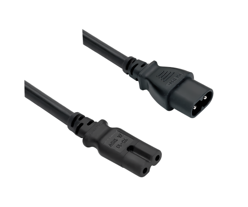 DINIC Netzkabel 2-Pin Verlängerung, C7 auf C8, VDE, schwarz, 2m