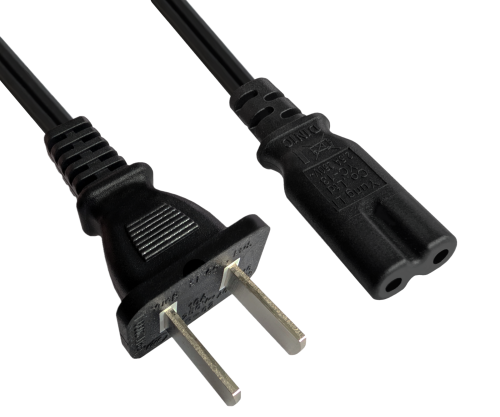 DINIC Netzkabel Stromkabel China Typ A auf C7, 1,8m CHN 2pin, CCC, schwarz, 1,80m