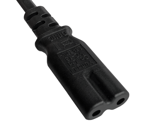 DINIC Netzkabel Stromkabel China Typ A auf C7, 1,8m CHN 2pin, CCC, schwarz, 1,80m