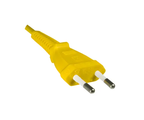 DINIC Stromkabel, Netzkabel Euro-Stecker auf C7 gelb, 2-pin Euro-8, 1,80m