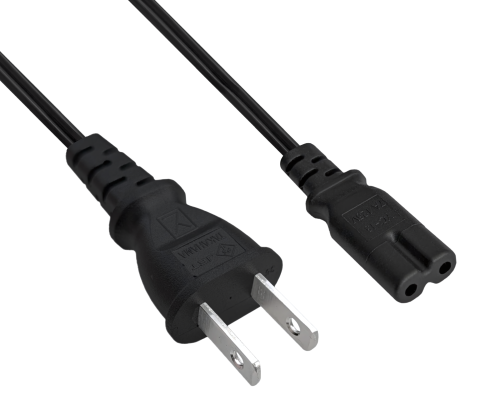 DINIC Netzkabel Japan Typ A auf C7, 0,75mm², 1,8m JPN 2pin/IEC 60320-C7, VFF, JET PSE, schwarz
