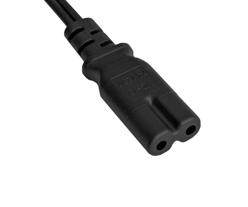 DINIC Netzkabel Japan Typ A auf C7, 0,75mm², 1,8m JPN 2pin/IEC 60320-C7, VFF, JET PSE, schwarz