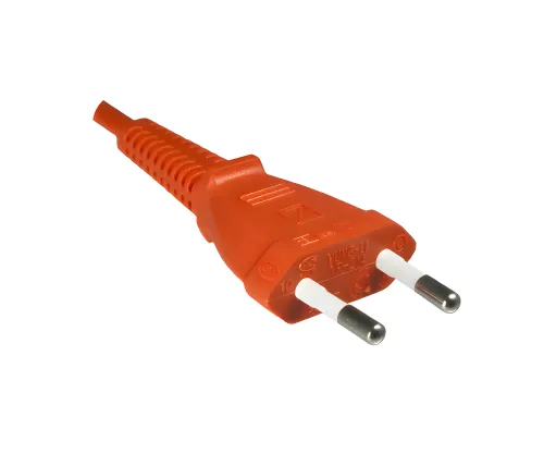 DINIC Stromkabel, Netzkabel Euro-Stecker auf C7 orange, 2-pin Euro-8, 1,80m