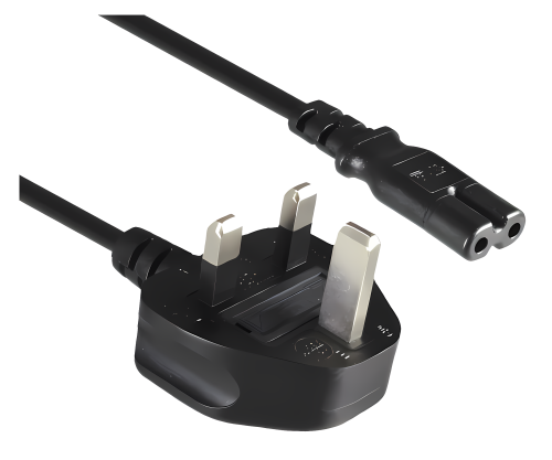 DINIC Netzkabel England UK Typ G 3A auf C7, 0,75mm², ASTA, 1.80m