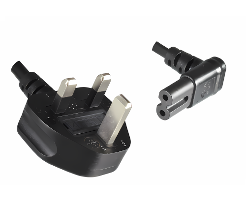 DINIC Netzkabel England UK Typ G 3A auf C7  90° UO, 0,75mm², ASTA, 1.80