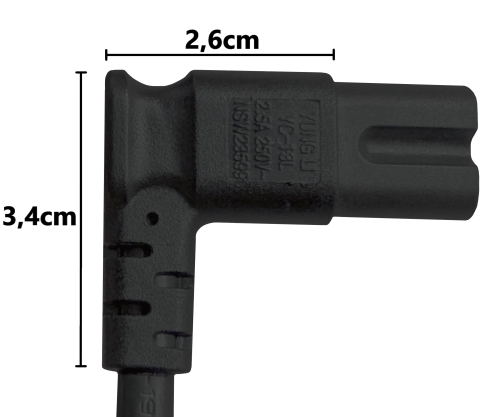 DINIC Netzkabel England UK Typ G 3A auf C7 90° LR, 0,75mm², ASTA, 1.80m