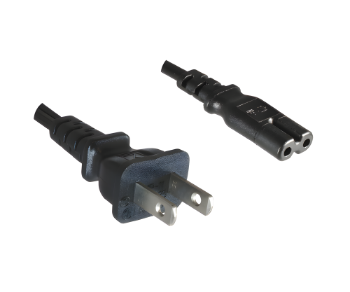 DINIC Netzkabel für Amerika USA Typ A auf C7, 2-pol, 1.80m