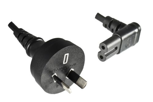 DINIC Netzkabel Australien Typ I auf C7 gewinkelt, 0,75mm², schwarz, 2m