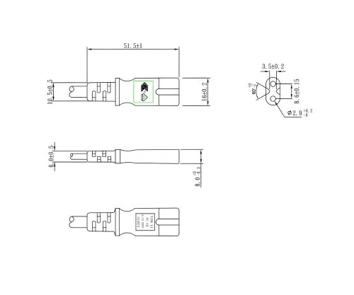 DINIC Stromkabel, Netzkabel Euro-Stecker auf C7 grün, 2-pin Euro-8, 1,80m