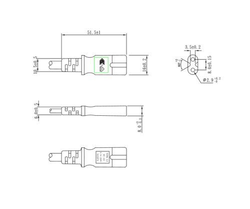 DINIC Stromkabel, Netzkabel Euro-Stecker auf C7 grün, 2-pin Euro-8, VDE, 1,80m