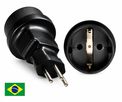 DINIC Stromadapter Brasilien auf Schuko CEE 7/3 Buchse, 3pin