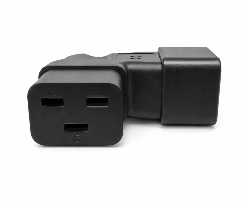 DINIC Netzadapter C19 auf C20 gewinkelt, YL-3318L-1 IEC 60320-C19/20 seitwärts gewinkelt, rechts/links