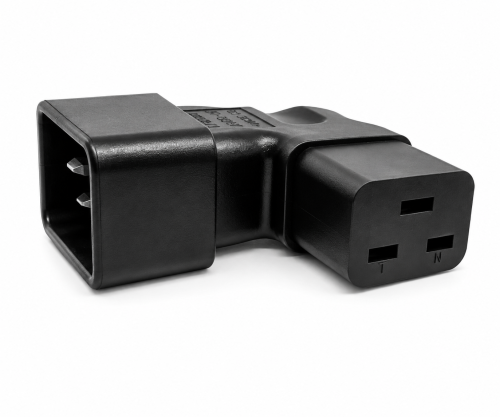 DINIC Netzadapter C19 auf C20 gewinkelt, YL-3318L-1 IEC 60320-C19/20 seitwärts gewinkelt, rechts/links