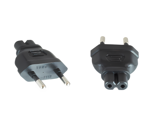 DINIC Netzadapter Eurostecker auf C7, Euro-8 Adapter, schwarz