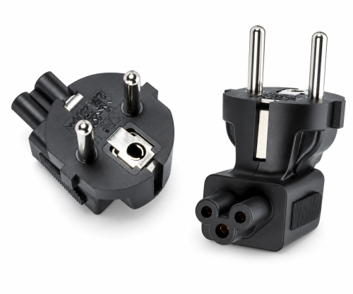 DINIC Netzadapter Schutzkontaktstecker CEE 7/7 auf C5 Stecker gewinkelt (Mickey Maus)