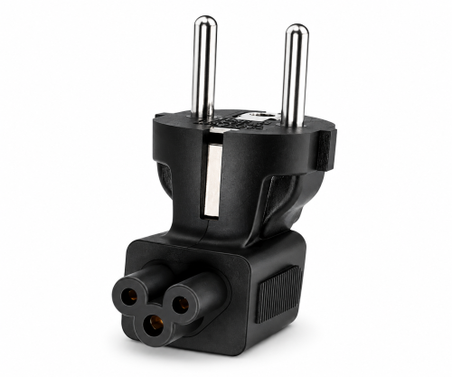 DINIC Netzadapter Schutzkontaktstecker CEE 7/7 auf C5 Stecker gewinkelt (Mickey Maus)