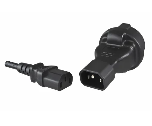 DINIC Netzadapter Schutzkontakt-Buchse auf C14 Kaltgeräte-Stecker