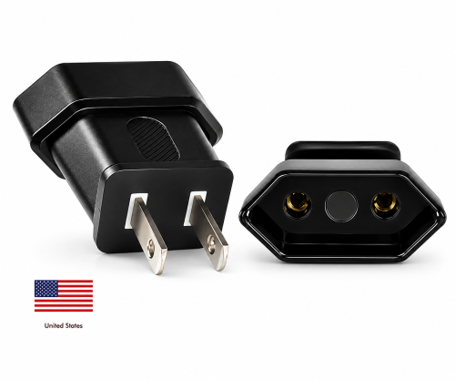 DINIC Reisestecker für Amerika USA u. Japan auf Euro, 2-Pin Netzadapter