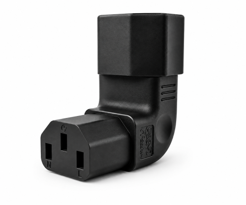 DINIC Netzadapter C13 auf C14 gewinkelt, YL-3212L-3 IEC 60320-C13/14 horizontal gewinkelt, oben/unten