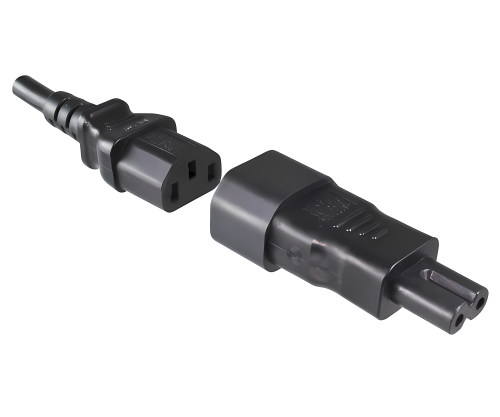 DINIC Stromadapter, Netzadapter Euro-8 Kleingerätestecker C7 Buchse auf C14 Kaltgerätestecker, Kupplung, Konverter