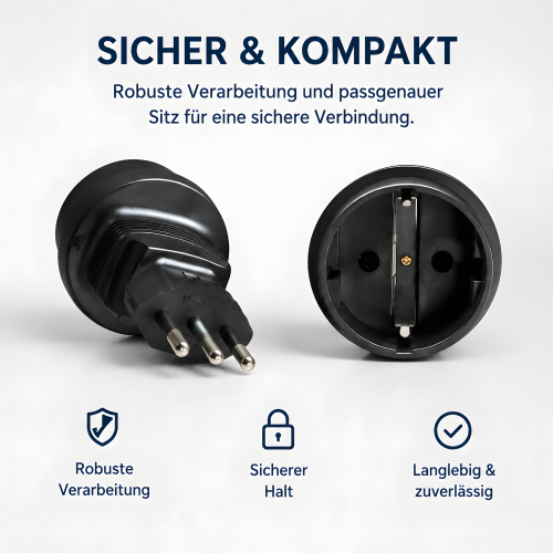 DINIC Reisestecker für Italien, 3-Pin Netzadapter, Adapter IT