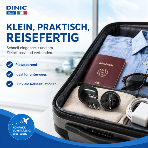 DINIC Reisestecker für Italien, 3-Pin Netzadapter, Adapter IT