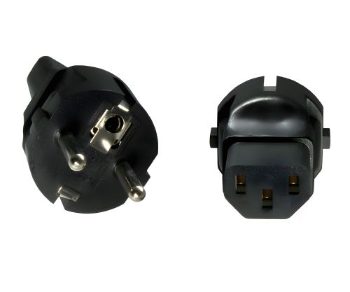 DINIC Netzadapter Schutzkontaktstecker auf C13 Kaltgeräte-Stecker, Schuko-Adapter