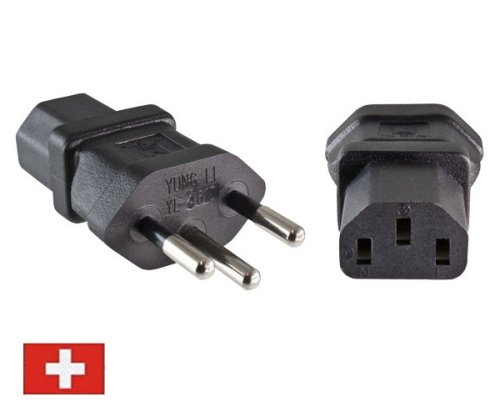 DINIC Netzadapter, Stromadapter Schweiz auf Kaltgeräte Buchse
