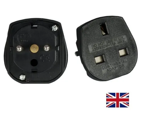 DINIC Stromadapter England UK Typ G auf CEE 7/7, schwarz