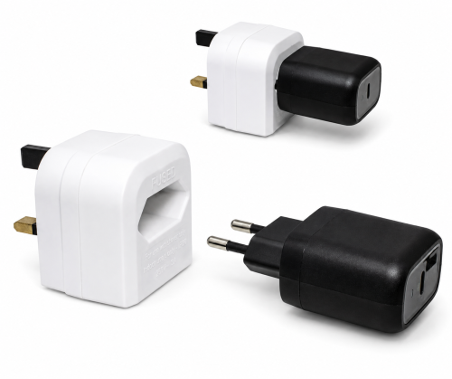DINIC Stromadapter EU Kabel/Netzteil auf UK Typ G, 3A, 2pin Euro Buchse/GBR, weiß