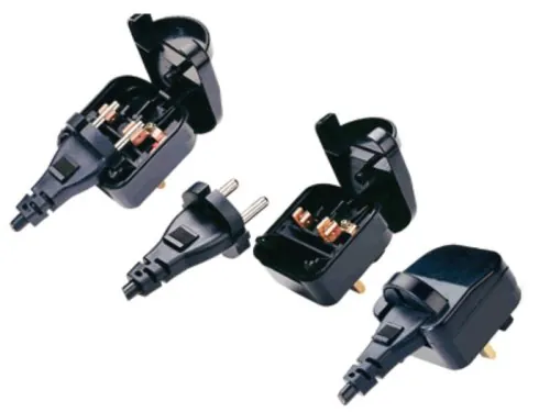 Stromadapter CEE 7/17 auf UK,verschraubt 5A B CEE 7/17 Buchse/GBR 5A Typ G Stecker, schwarz