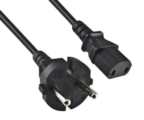 DINIC Netzkabel Europa CEE 7/17 auf C17, 1mm², Konturenstecker, VDE, 2m