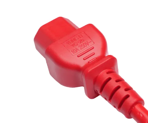 DINIC Warmgerätekabel C14 auf C15, 1mm², 1,5m, rot H05V2V2F3G 1mm², Verlängerung