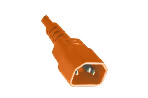 DINIC Warmgerätekabel C14 auf C15, 1mm², VDE, orange, IEC 60320-C14/C15, Verlängerung, 2,00m, orange