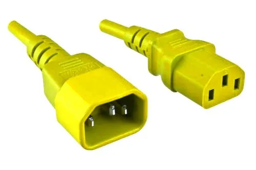 DINIC Kaltgerätekabel C13 auf C14, 0,75mm², Verlängerung, VDE, gelb, Länge 1,00m