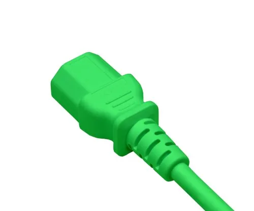 DINIC Kaltgerätekabel C13 auf C14, 0,75mm², Verlängerung, VDE, grün, Länge 1,00m