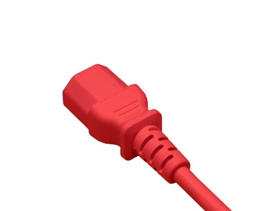 DINIC Kaltgerätekabel C13 auf C14, 0,75mm², Verlängerung, VDE, rot, Länge 1,00m