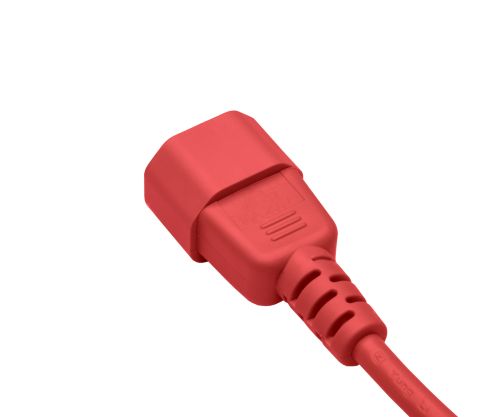 DINIC Kaltgerätekabel C13 auf C14, 0,75mm², Verlängerung, VDE, rot, Länge 1,00m