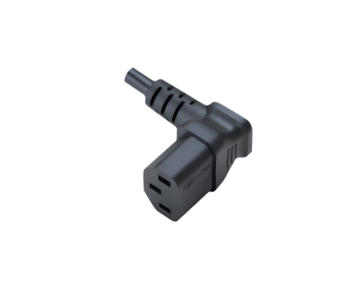 DINIC Kaltgeräte-Verlängerung C13 90° oben gewinkelt auf C14, kurz, schwarz, 30cm