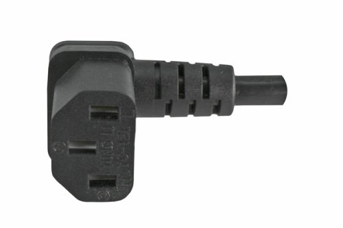 DINIC Kaltgeräte-Verlängerung C13 90° unten gewinkelt auf C14, kurz, schwarz, 30cm