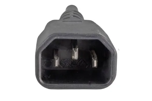 DINIC Kaltgeräte-Verlängerung C13 90° unten gewinkelt auf C14, kurz, schwarz, 30cm