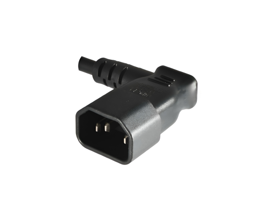 DINIC Kaltgeräte-Verlängerung C13 gewinkelt auf C14 gewinkelt, kurz, schwarz, 40cm