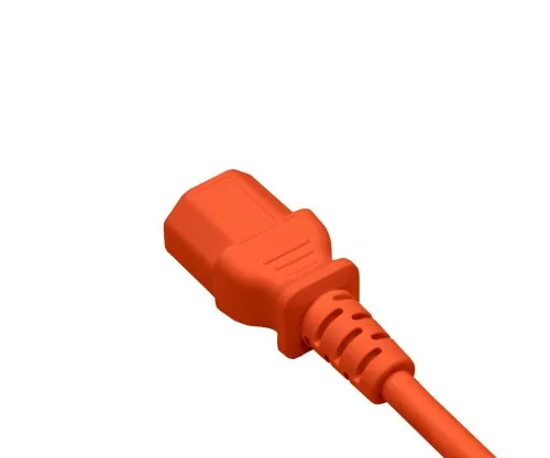 DINIC Kaltgerätekabel C13 auf C14, 0,75mm², Verlängerung, VDE, orange, Länge 1,80m