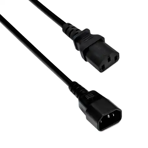 DINIC Kaltgerätekabel mit 1,5mm², Verlängerung C13 auf C14, VDE, schwarz, 1,80m