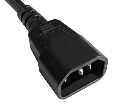 Kaltgerätekabel C13-C14, Multi-Zulassungen, 0,5m 1mm², VDE,UL,CCC,KC,SAA,PSE,UKCA, schwarz