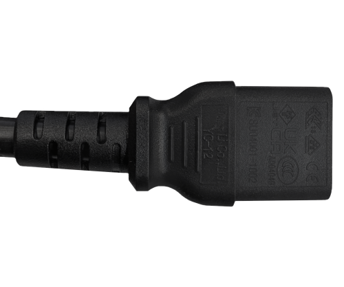DINIC Kaltgerätekabel C13-C14, Multi-Zulassungen, 1mm², VDE,UL,CCC,KC,SAA,PSE,UKCA, schwarz, 0,5m