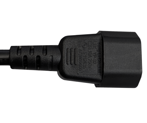 DINIC Kaltgerätekabel C13-C14, Multi-Zulassungen, 1mm², VDE,UL,CCC,KC,SAA,PSE,UKCA, schwarz, 0,5m